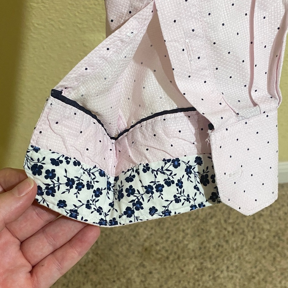 Elegant Light Pink Polka Dot Dress Shirt - Picture 6 of 6